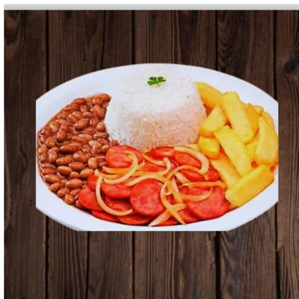 🍽️ Arroz, Feijão, Batata Frita e Linguiça Calabresa